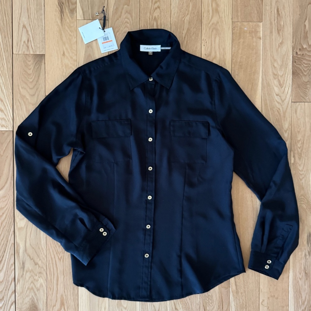Calvin Klein black blouse shirt small